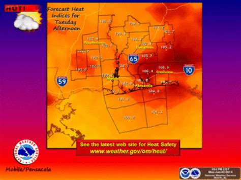 Monday night Mobile-area weather: Heat index values to top 100 for ...