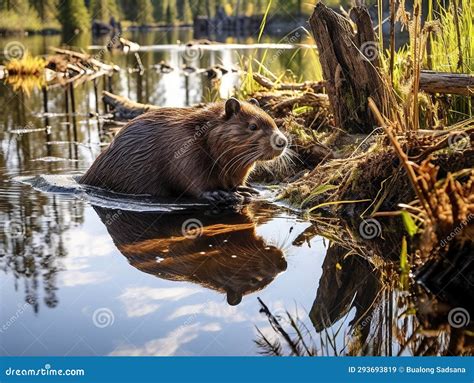 Ai Generated Illustration Wildlife Concept of Beaver Dam Stock ...