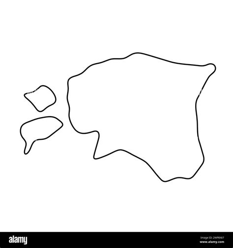 Estonia country simplified map. Thin black outline contour. Simple ...