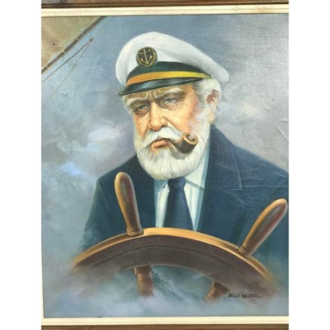 Vintage Mid Century Skipper "Sea Captain at the Wheel" Oil Painting by Billy Wilder | Chairish