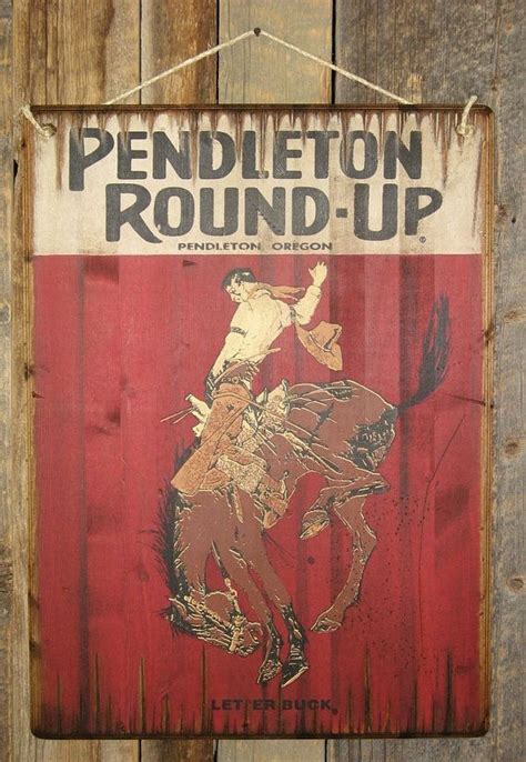 Large Pendleton Round-Up Wooden Sign | Pendleton round up, Rustic ...