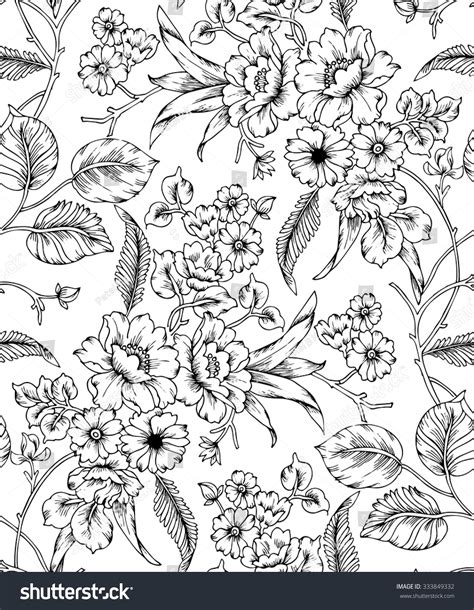 seamless black and white floral pattern | Flower drawing, Floral pattern, Black and white flowers