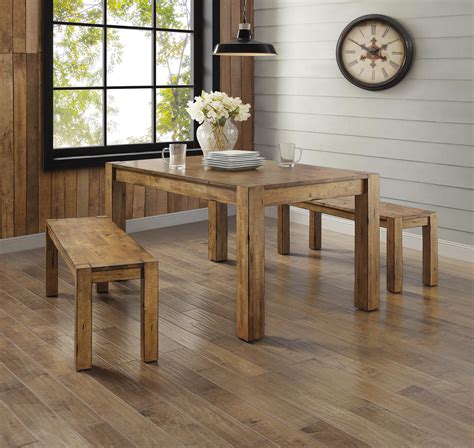 Rustic Wood Dining Table Brown Distressed Farmhouse Style Thick Legs Seats 6 | eBay