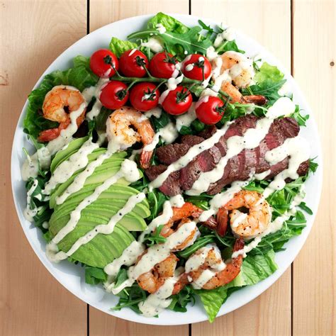 Surf and Turf Salad with Garlic Peppercorn Dressing - Kit's Coastal