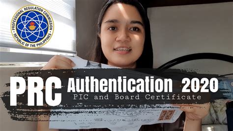 PRC AUTHENTICATION 2020 (PIC and Board Certificate) - YouTube