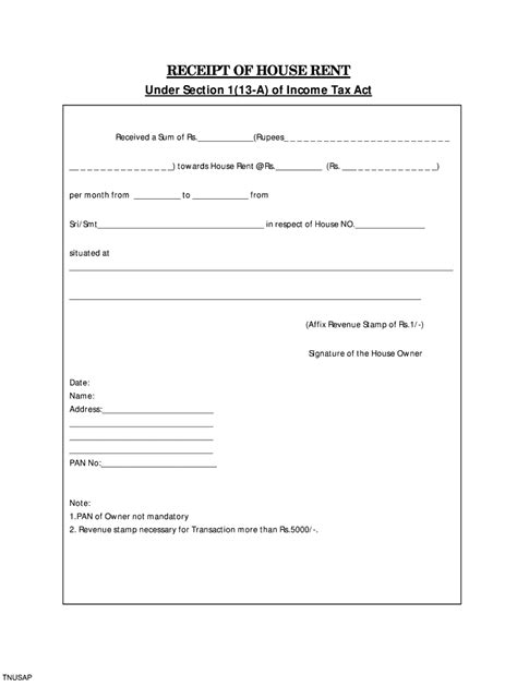 Hra Rent Receipt Sample Format | PDF Template