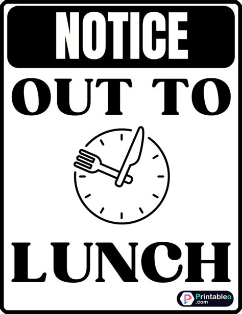 Out To Lunch Printable Sign