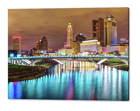 Columbus Skyline Print Ohio Art Columbus River and - Etsy