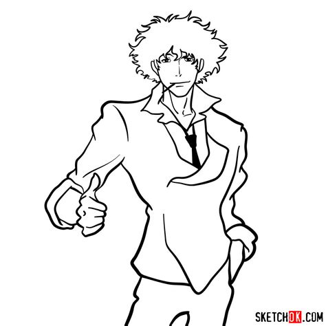 How to draw Spike Spiegel from Cowboy Bebop anime - Sketchok easy ...