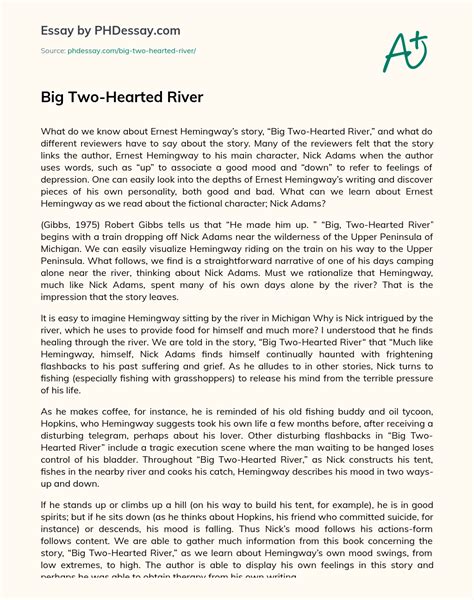 Big Two-Hearted River Summary And Analysis Essay - PHDessay.com