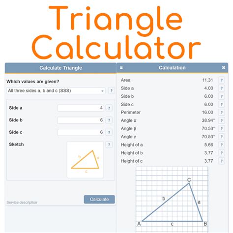 Calculate Triangle - Area, Angles, Sides, Perimeter, Height