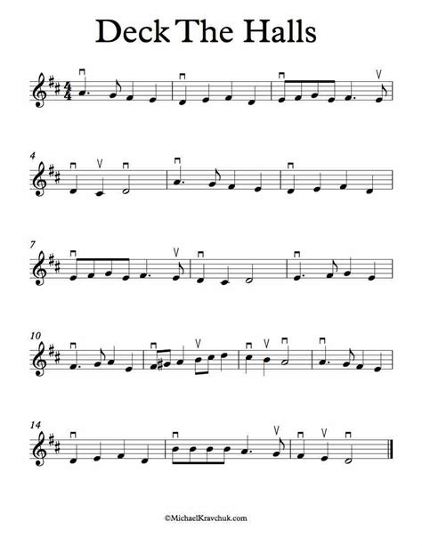 Free Violin Sheet Music – Deck The Halls – Michael Kravchuk