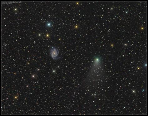 Astrophoto: Comet LINEAR Meets a Spiral Galaxy