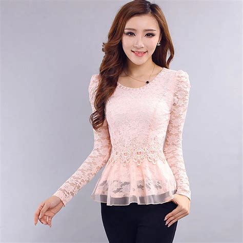 Autumn Spring 2016 New Fashion Long Sleeve Organza Patchwork Lace ...