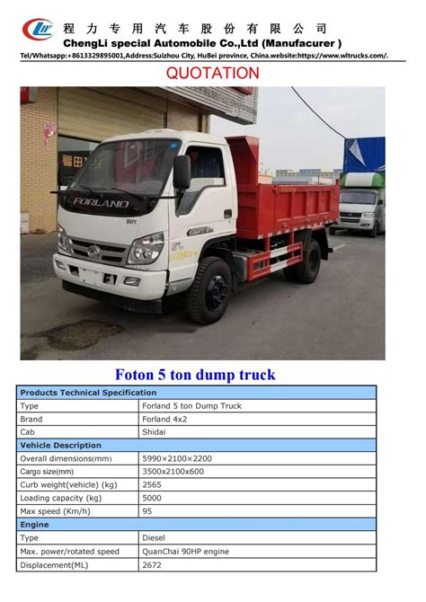 Foton 5 ton dump truck by linda zhang - Issuu