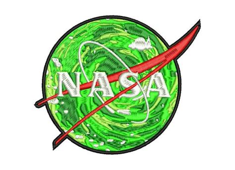 the nasa logo is shown in red and green