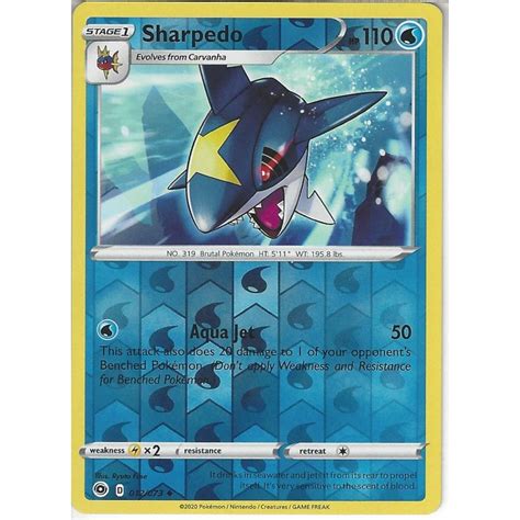 Pokemon Trading Card Game 012/073 Sharpedo | Uncommon Reverse Holo Card ...