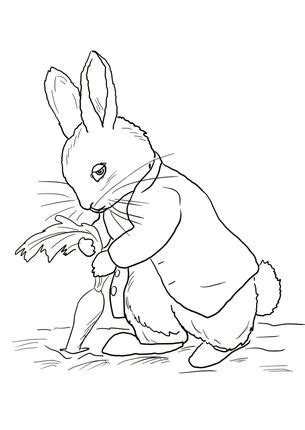 Peter Rabbit Stealing Carrots Coloring page | SuperColoring.com ...