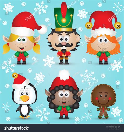 Cute Christmas Characters Nutcracker Gingerbread Cookie Stock Vector ...