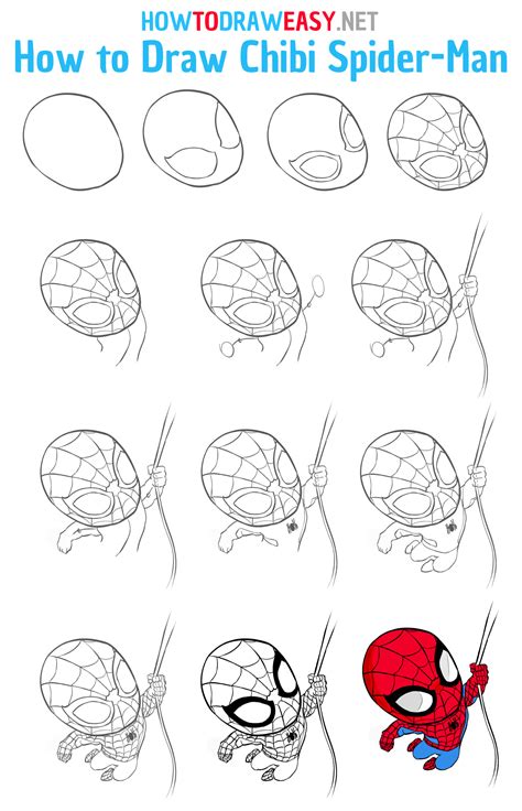 How to Draw Chibi Spider-Man - How to Draw Easy