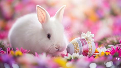 White Bunny And Easter Egg Free Stock Photo - Public Domain Pictures