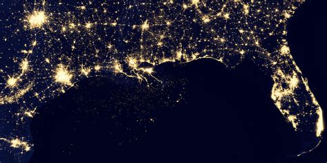 Satellite View Of USA City Lights At Night