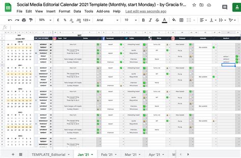 Social Media Calendar Template Google Sheets Free