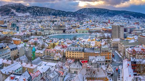 Picture Oslo Norway Roof Mountains From above Houses 2560x1440