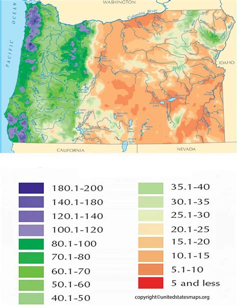 Oregon Rainfall Map | Rainfall Map of Oregon