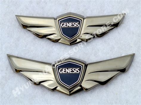 2009-14 Hyundai Genesis Sedan Black Chrome Winged Emblem Set