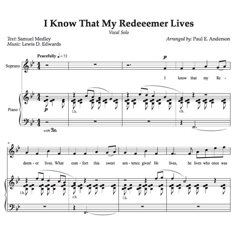 I Know That My Redeemer Lives (Sheet Music for Soprano and Piano) – Melkim Publishing