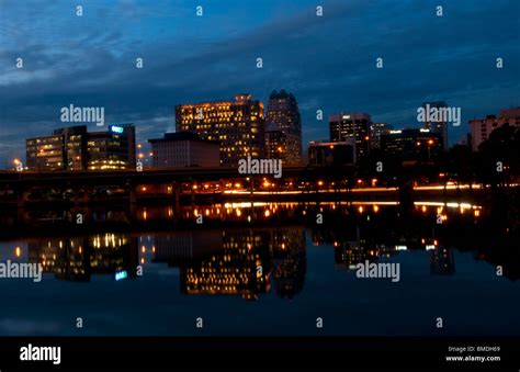 Orlando Florida Skyline at night taken from Lake Lucerne looking north Stock Photo - Alamy