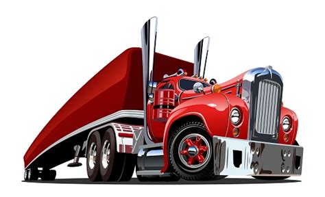 Cartoon Retro Semi Truck Isolated On White Stock Illustration - Download Image Now - iStock