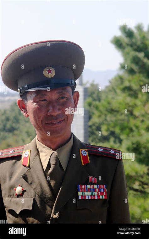 North Korean border guard at the border with South Korea, Pammunjom ...