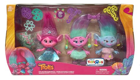 Dreamworks Trolls Poppy Talking Doll Set Kids OS Pink Satin Chenille ...