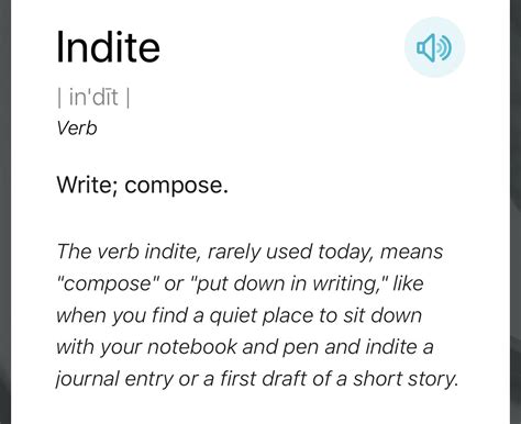 Indite | Word of the day, Journal entries, In writing