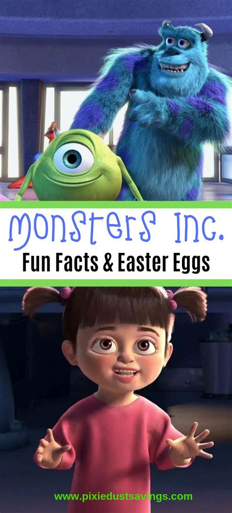 Monster's Inc. Fun Facts & Easter Eggs | Disney fun facts, Monsters inc ...