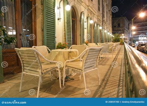 Street cafe at night stock photo. Image of meal, diner - 20859780