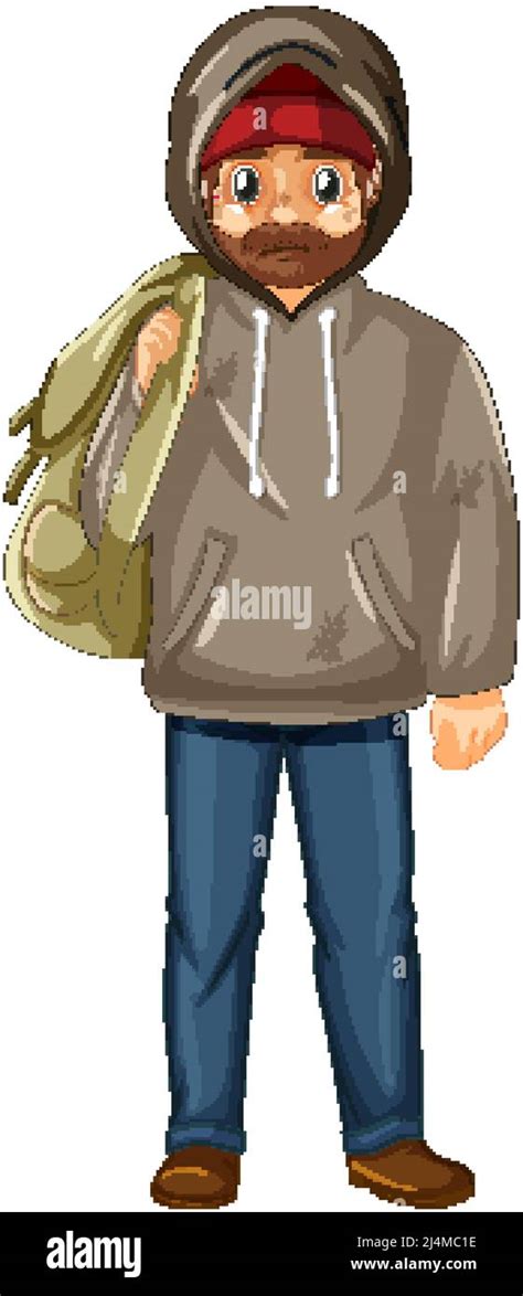 Homeless man cartoon character illustration Stock Vector Image & Art ...