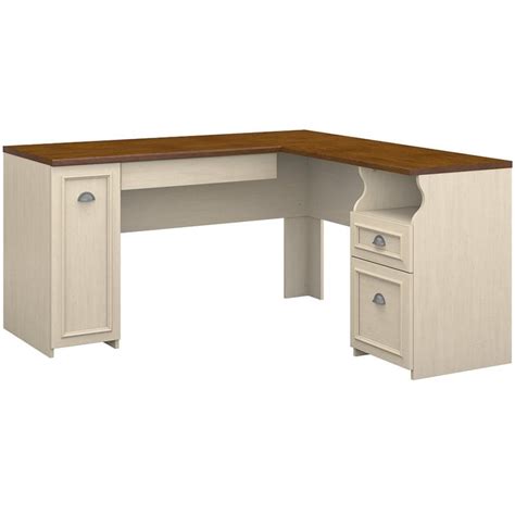 Bush Furniture Fairview L Shaped Desk in Antique White - WC53230-03K