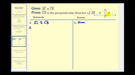 Proof: Perpendicular Bisector Theorem Converse - YouTube