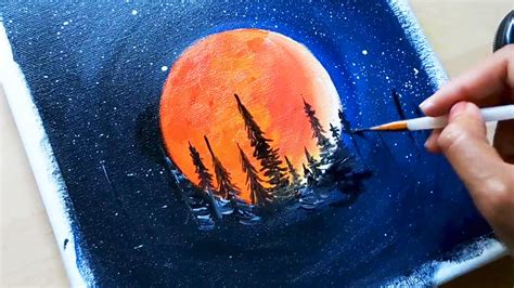 Acrylic Painting: Learn How to Paint Blood Moon | Let's tute Make it ...