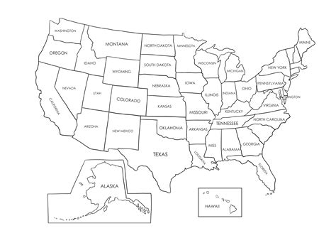 Printable 50 State Map Of The Us