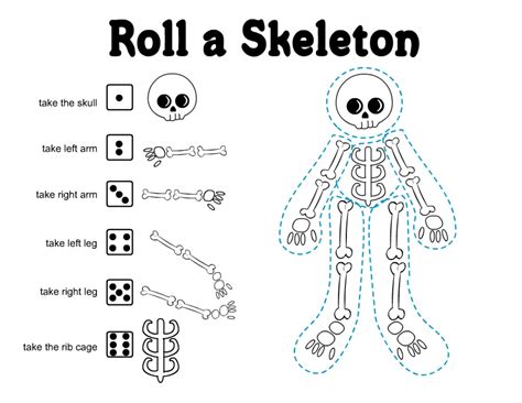 Roll a Skeleton Game, Skeleton Game, Halloween Game, Printable ...