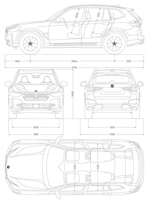 BMW iX3 2021 Blueprint - Download free blueprint for 3D modeling