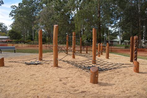 Timber playground with rope climbing elements Rope Climbing, Playground, Timber, It Works, Rock ...