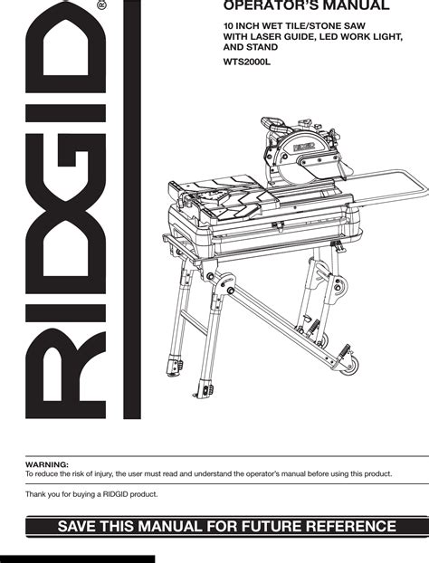 Ridgid Tile Saw Parts Diagram