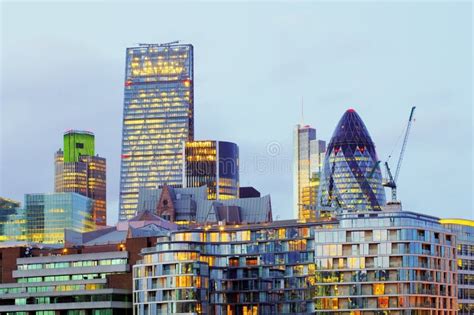 London Skyscrapers At Night, Britain, UK Stock Photo - Image: 37930130