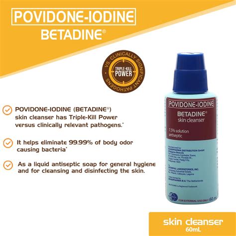 BETADINE® (Povidone-Iodine) Skin Cleanser 60mL | Shopee Philippines