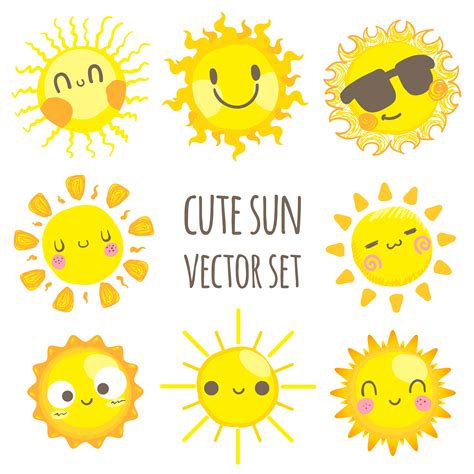 Cute sun vector set 465645 Vector Art at Vecteezy